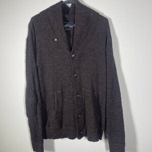 Grayers Clothiers Sweater Men's L Brown Collar Button Front Cardigan Wool Blend!